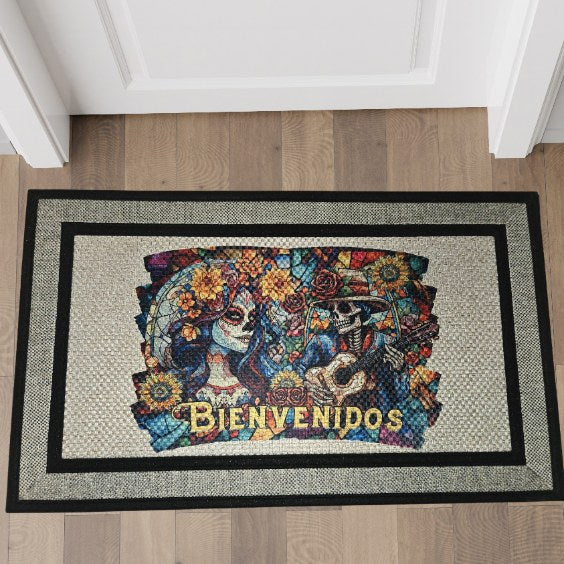 "Bienvenidos" Día de los Muertos Doormat